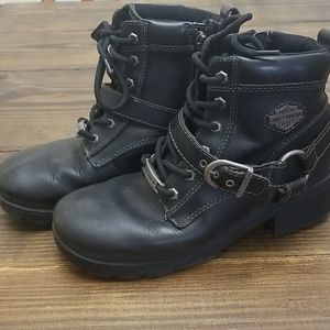 Harley-Davidson Tegan Black Leather Ankle Boots Size 6